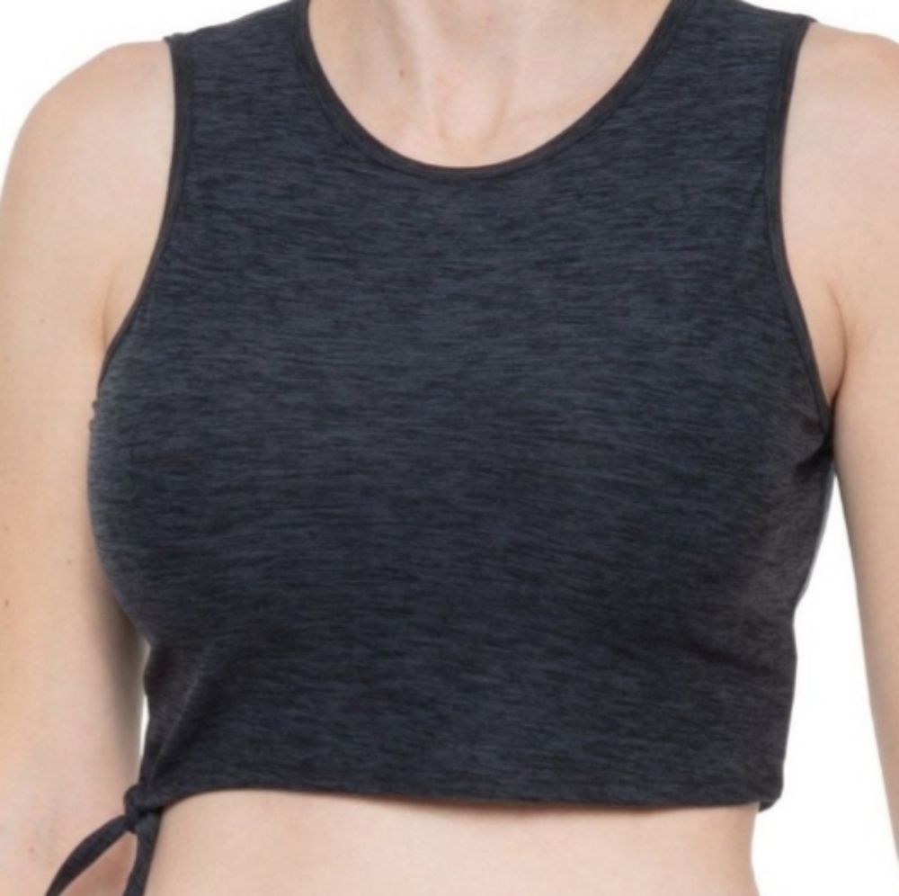 Kyodan Ultra Soft Collection Gray Track Cropped Side Tie Tank Top Size M…